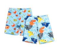 PythJooh 2Pack Little Boys Swimming Trunks Kids Cartoon Shark Dinosaur Summer Beach Pool Swimming Shorts Swimwear for 1-9Years