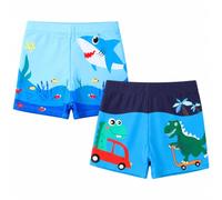 PythJooh 2Pack Little Boys Swimming Trunks Kids Cartoon Shark Dinosaur Summer Beach Pool Swimming Shorts Swimwear for 1-9Years