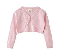 PythJooh Baby Girl Summer Bolero Cardigan Kid One-Botton Crochet Knitted Shrug and Boleros Cardigan Sweaters for 2-9Years Pink