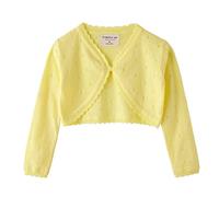PythJooh Baby Girl Summer Bolero Cardigan Kid One-Botton Crochet Knitted Shrug and Boleros Cardigan Sweaters for 2-9Years Yellow
