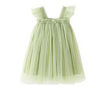 PythJooh Baby Girl Tulle Dress Toddler Flower Girls Ruffle Sleeves Tulle Princess Dress Smash The Cake Dress for 0-4Years Sage Green