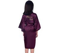 PythJooh Flower Girl Wedding Robes Girls Kids Long Sleeve Silky Satin Kimono Robes for Wedding Bridal Parties 2-13Years