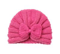 PythJooh Infant Baby Girl Bow Knitted Beanie Hats Newborn Toddler Winter Soft Warm Crochet Beanie Hats with Cute Bow for 0-2Years Rose Red
