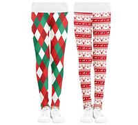 PythJooh Little Girls 2Pack Christmas Leggings Kids Full Length Stretchable Lightweight Milk Silk Xmas Leggings Pants for 3-12Years