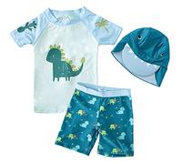 PythJooh Toddler Baby Boys Swimsuit Shark Dinosaur Two Pieces Swimwear Rash Guards Trunk Bathing Suits with Hat UPF 50+