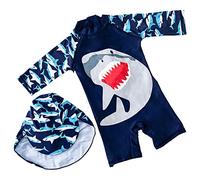PythJooh Toddler Baby Boys Swimsuit Shark One Pieces Swimwear Rash Guards Bathing Suits with Hat UPF 50+