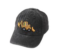 PythJooh Toddler Boy Girl Cute Excavator Embroidery Baseball Caps Kids Adjustable Cotton Washed Vintage Cowboy Hat Caps for Unisex Aged 2-8 Black