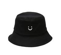 PythJooh Toddler Boy Girl Cute Smile Face Embroidery Bucket Sun Hat Kids Summer Sun Protection Cotton Beach Hats for 2-8Years Black