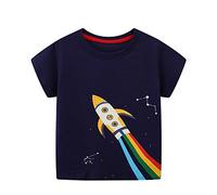 PythJooh Toddler Boy Glow in The Dark Shirt Kids Cartoon Dinosaurs Sharks Short Sleeve T-Shirt Tops for 1-7Years