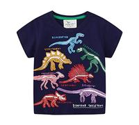 PythJooh Toddler Boy Glow in The Dark Shirt Kids Cartoon Dinosaurs Sharks Short Sleeve T-Shirt Tops for 1-7Years