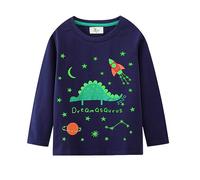 PythJooh Toddler Boy Glow in The Dark T-Shirt Kids Long Sleeve Dinosaurs Blouses Top Shirts for 1-7Years