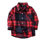 PythJooh Toddler Boy's Girl's Plaid Shirt, Classic Flannel Button Down Long Sleeve Casual Plaid Shirt 1-10 Years