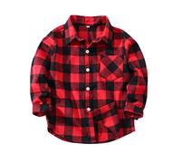 PythJooh Toddler Boy's Girl's Plaid Shirt, Classic Flannel Button Down Long Sleeve Casual Plaid Shirt 1-10 Years