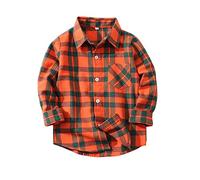 PythJooh Toddler Boy's Girl's Plaid Shirt Flannel Button Down Shirt 1-10Y | Classic Flannel Button Down Long Sleeve Casual Plaid Shirt for Girls Boys