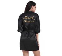 PythJooh Women's Satin Kimono Robes Bridal Party Robes for Brides and Bridesmaid, Maid of Honor, Mother of the Bride Wedding Party Getting Ready Short Robes S-2XL