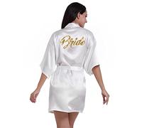 PythJooh Women's Satin Kimono Robes Bridal Party Robes for Brides and Bridesmaid, Maid of Honor, Mother of the Bride Wedding Party Getting Ready Short Robes S-2XL