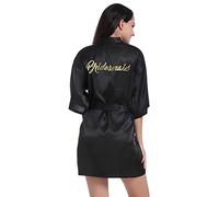 PythJooh Women's Satin Kimono Robes Bridal Party Robes for Brides and Bridesmaid, Maid of Honor, Mother of the Bride Wedding Party Getting Ready Short Robes S-2XL
