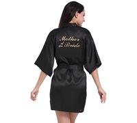 PythJooh Women's Satin Kimono Robes Bridal Party Robes for Brides and Bridesmaid, Maid of Honor, Mother of the Bride Wedding Party Getting Ready Short Robes S-2XL