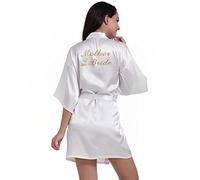 PythJooh Women's Satin Kimono Robes Bridal Party Robes for Brides and Bridesmaid, Maid of Honor, Mother of the Bride Wedding Party Getting Ready Short Robes S-2XL