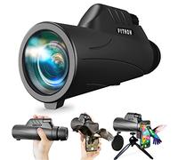 Python 10x42 mm Explorer Monocular Telescope with Smartphone Adapter & Tripod, High Powered Monocular Telescope - Black