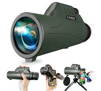 Python 10x42 mm Explorer Monocular Telescope with Smartphone Adapter & Tripod, High Powered Monocular Telescope - Army Green