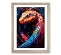 Python Abstract Framed Print | A2 Oak Framed Wall Art | Ready to Hang | Abstract Fantasy Picture | Living Room Bedroom Lounge Office