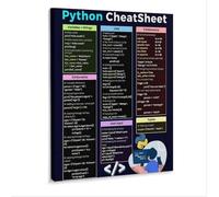 Python Cheat Sheet Poster Metal Tin Sign Wall Art Decor for Home Kitchen Living Room Bedroom Garage Bar Cafe Office Farmhouse Rustic Aluminum Plaque 8x12 inch