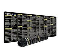Python Commands Shortcuts Mouse Pad, Python Mouse Pad, Extended Large Cheat Sheet Mousepad PC Office Spreadsheet Keyboard Mouse Mat Non-Slip Stitched Edge, Black