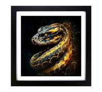 Python Digital Art Framed Print | 18x18 Inch Black Framed Wall Art | Ready to Hang | Modern Nature Picture | Living Room Bedroom Lounge Office