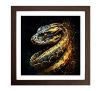 Python Digital Art Framed Print | 18x18 Inch Walnut Framed Wall Art | Ready to Hang | Modern Nature Picture | Living Room Bedroom Lounge Office
