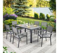 Python - Garden Dining Set - Patio Table and 6 Chairs Home Garden Direct Grey One Size