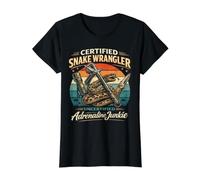 Python Hunting Certified Snake Wrangler Reptile Catcher Value Graphic T-Shirt, Women, Black, S