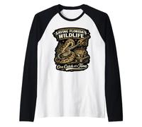 Python Hunting Florida Everglades Snake Catcher Wildlife Raglan Baseball Tee