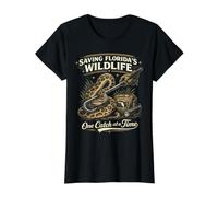 Python Hunting Florida Everglades Snake Catcher Wildlife Value Graphic T-Shirt, Women, Black, S