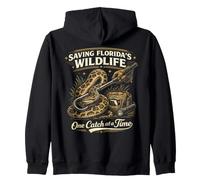 Python Hunting Florida Everglades Snake Catcher Wildlife Zip Hoodie