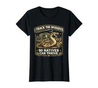 Python Hunting I Track The Invasive So Natives Can Thrive Value Graphic T-Shirt, Women, Black, M
