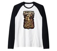 Python Hunting If It Coils I Control It Snake Catcher Raglan Baseball Tee
