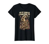Python Hunting If It Coils I Control It Snake Catcher Value Graphic T-Shirt, Women, Black, M