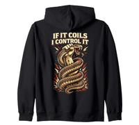 Python Hunting If It Coils I Control It Snake Catcher Zip Hoodie