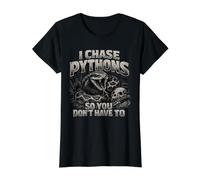 Python Hunting Snake with Rifle Scope Paint Splatter Value Graphic T-Shirt, Women, Black, M
