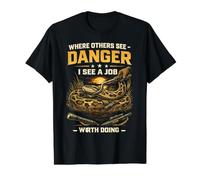 Python Hunting Where Others See Danger I See A Job Done Value Graphic T-Shirt, Men, Black, L