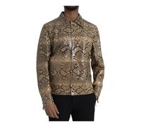 Python Leather Biker Jacket Beige - male - Dolce & Gabbana - Leather Jackets - Multicolor - XL - Jackets XL