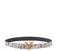 Python-print Belt with Love Birds Buckle - female - PINKO - Belts - Multicolor - XS - Accessories XS