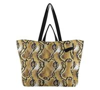 Python Skin Texture Brown Yellow Large Canvas Tote Bags Recycle Kitchen Grocery Bags Crafts Bag for Women Wedding Party,Travel,Laundry bolsas de Mano para Mujer