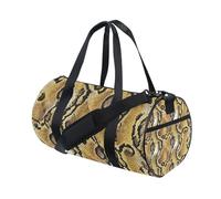 Python Skin Texture Brown Yellow Waterproof Personal Item Travel Bag Hiking Large Carry On Bag
