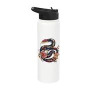 Python Snake Floral Ball Python Tattoo Flowers Snake Lover Stainless Steel Insulated Water Bottle
