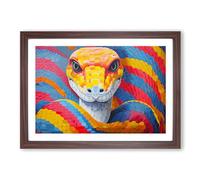 Python Snake Op Art Framed Print | A2 Walnut Framed Wall Art | Ready to Hang | Modern Nature Picture | Living Room Bedroom Lounge Office