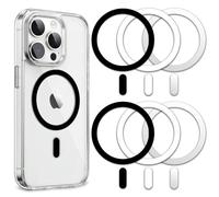 Python Trend One Metal Ring Compatible with MagSafe Sticker Designed for iPhone 12~17, Circle Magnetic Magnet Adapter Rings for Phone Case (Black White Silver)