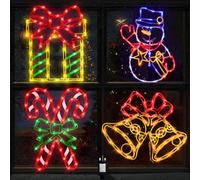 Pytopkto 4 PCS Christmas Window Silhouette Light Decorations with UK Plugs