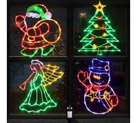 Pytopkto 4 PCS Christmas Window Silhouette Light Decorations with UK Plugs